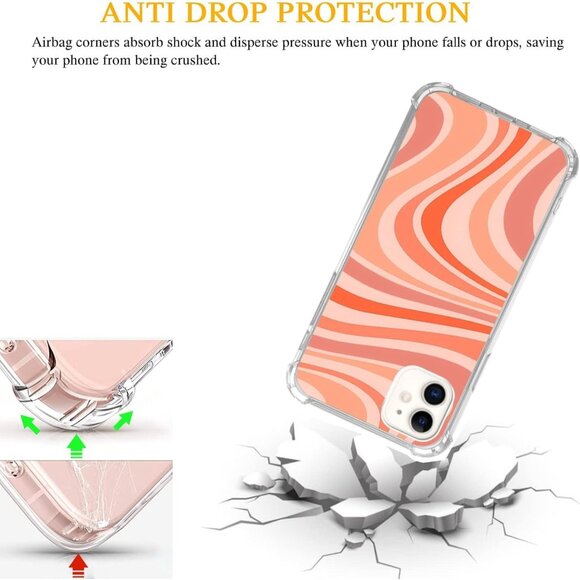 Retro groovy sherbet hippy 70s Orange Swirl Case Compatible with iPhone 11 - Picture 4 of 6